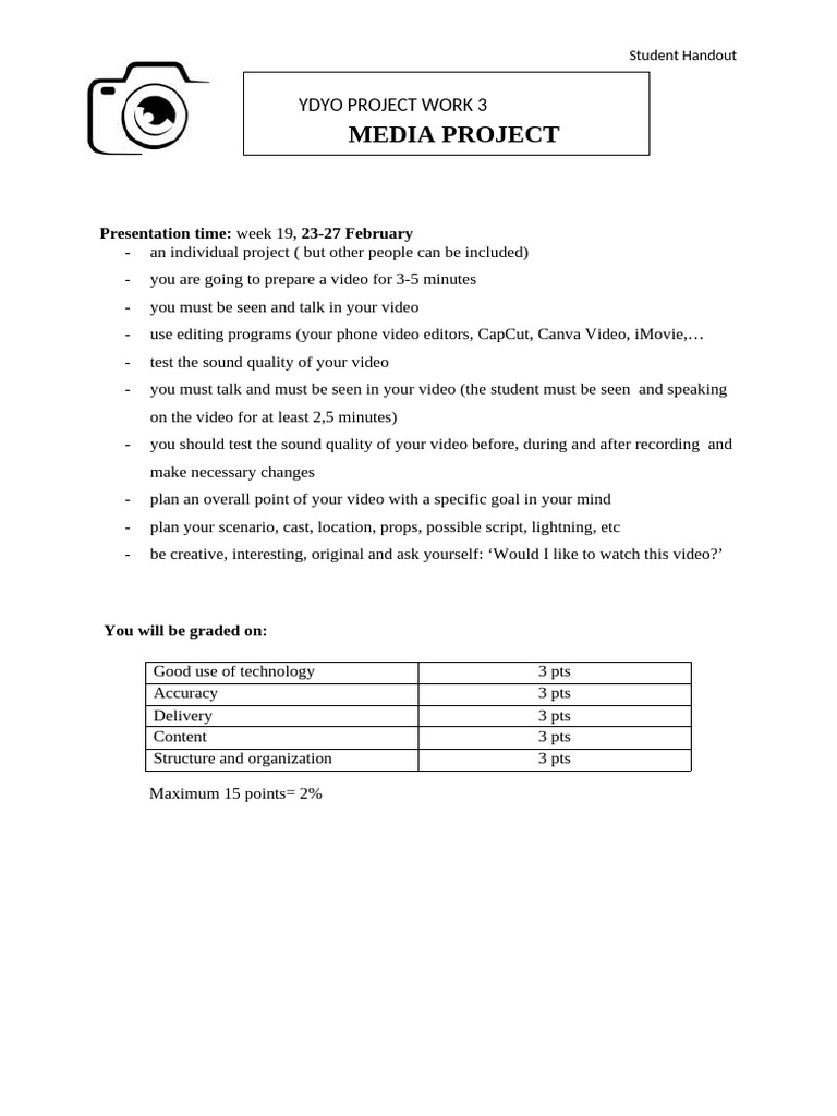 4 Project Work 3 Media Project Students' Handout | PDF