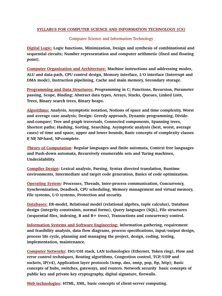 Computer Science & IT Syllabus Overview | PDF | Project Management ...