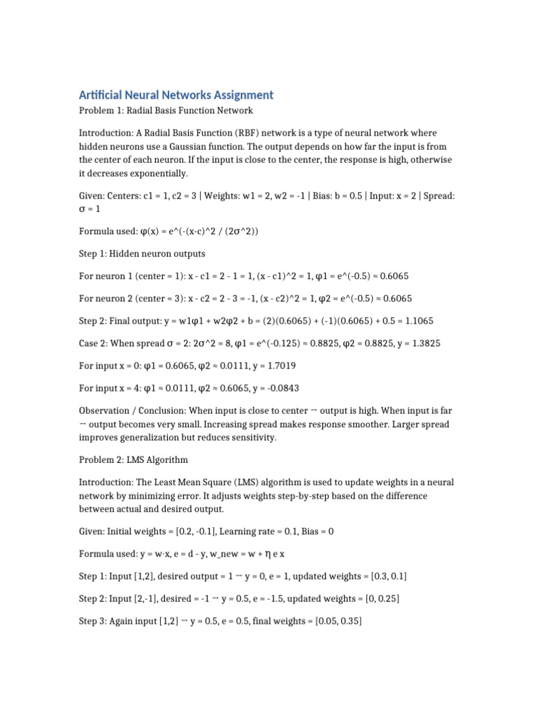 ANN Assignment | PDF