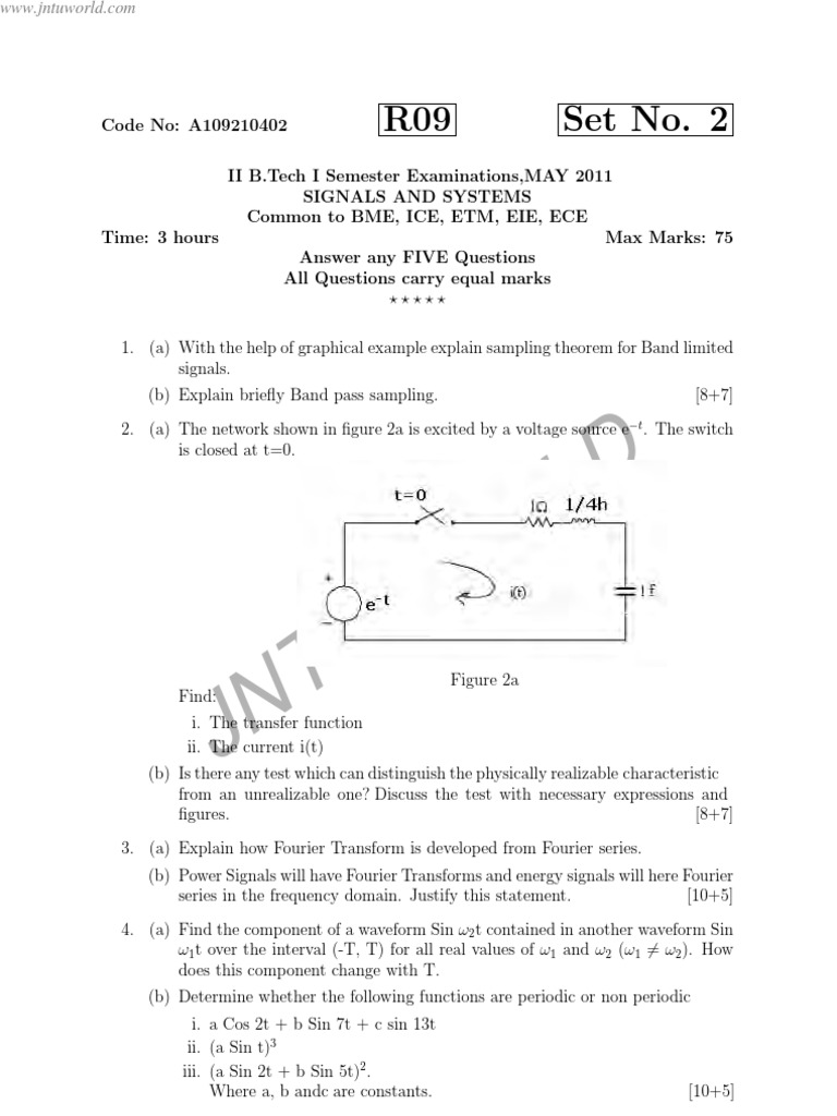 Signals and Systems Exam Questions | PDF | Laplace Transform | Fourier ...