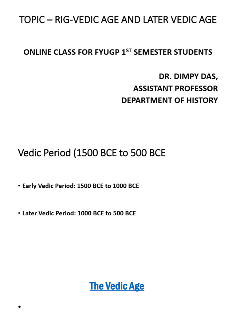 Vedic Age 1st Sem | PDF | Vedas | Hindu Literature