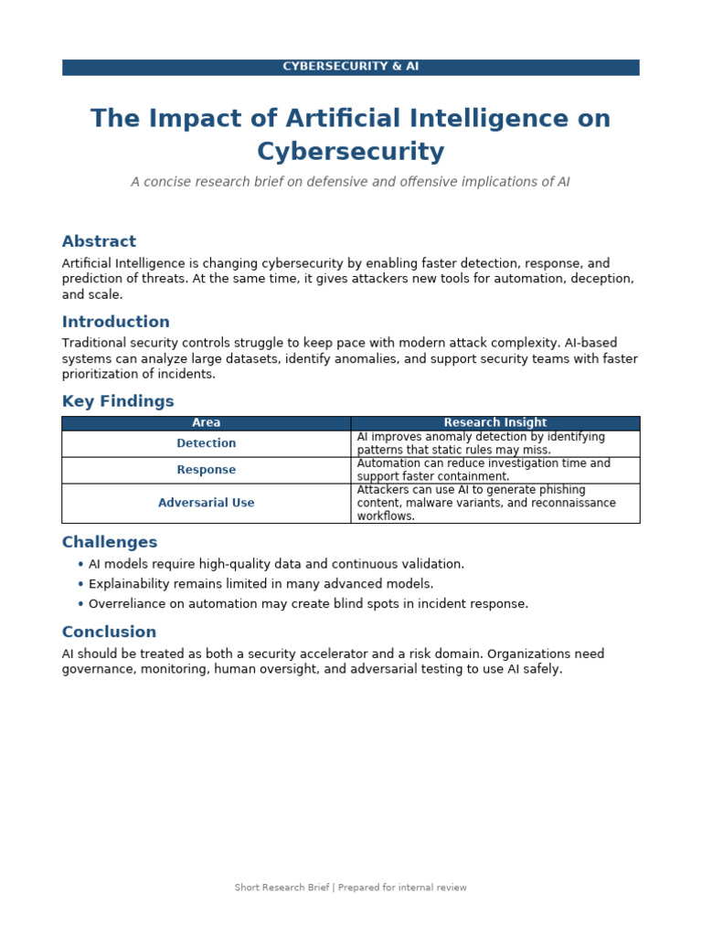 01 AI and Cybersecurity Research Brief | PDF