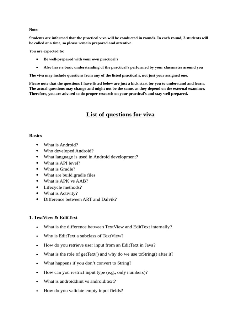List of Questions for Viva | PDF | Android (Operating System ...