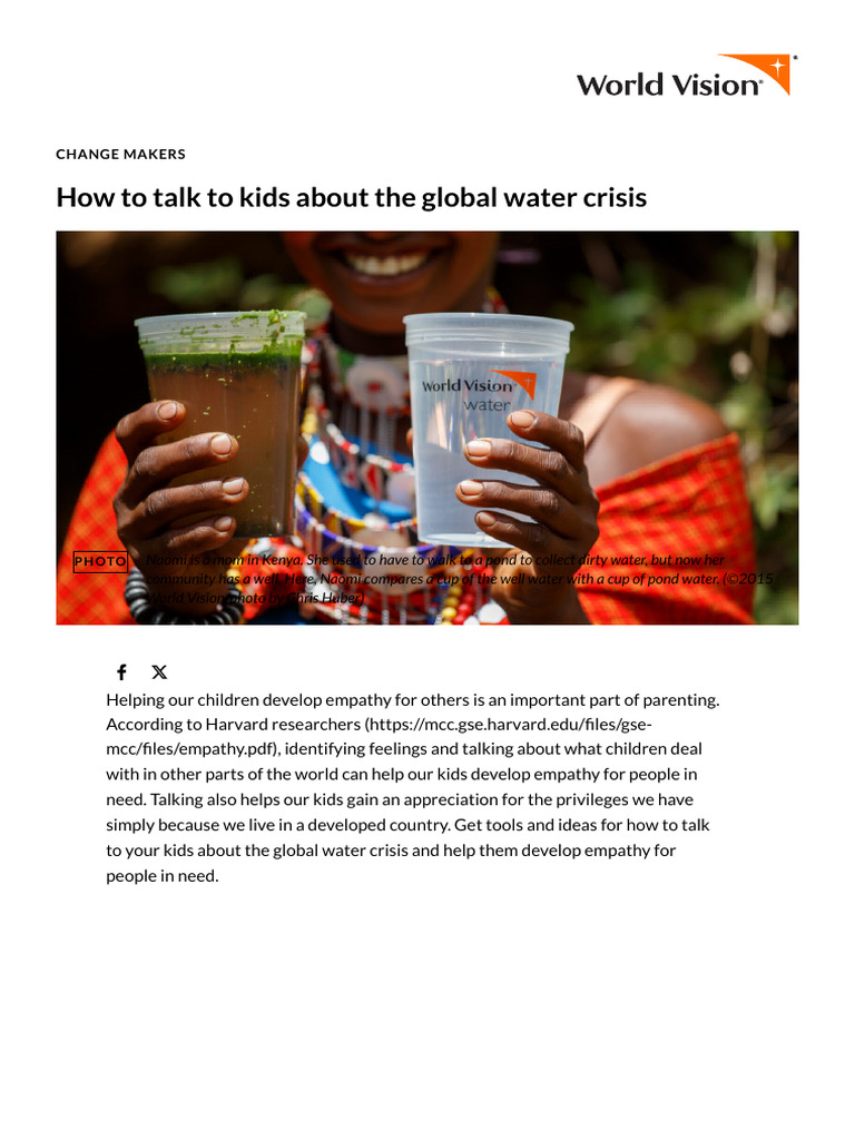 How To Talk To Kids About The Global Water Crisis - World Vision | PDF