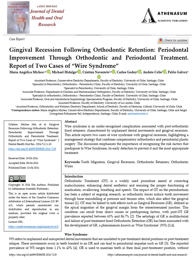 Gingival Recession Following Orthodontic Retention Periodontal ...
