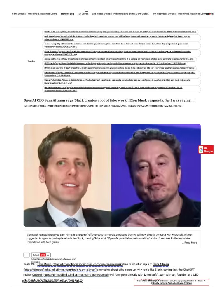 AI - OpenAI CEO Sam Altman Says ‘Slack Creates a Lot of Fake Work ...