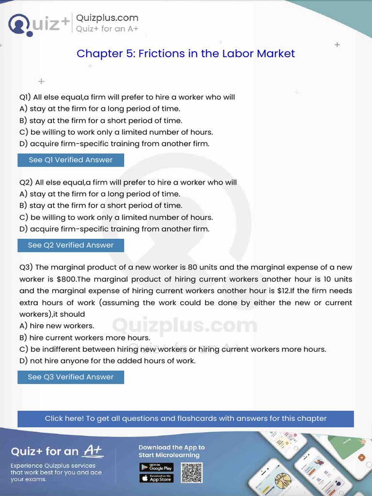 All Else Equala Firm Will Prefer to Hire a Worker Who Will | PDF ...