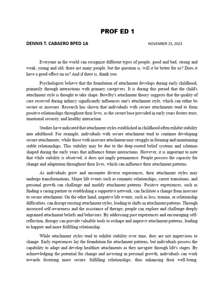 Document | PDF | Attachment Theory | Childhood