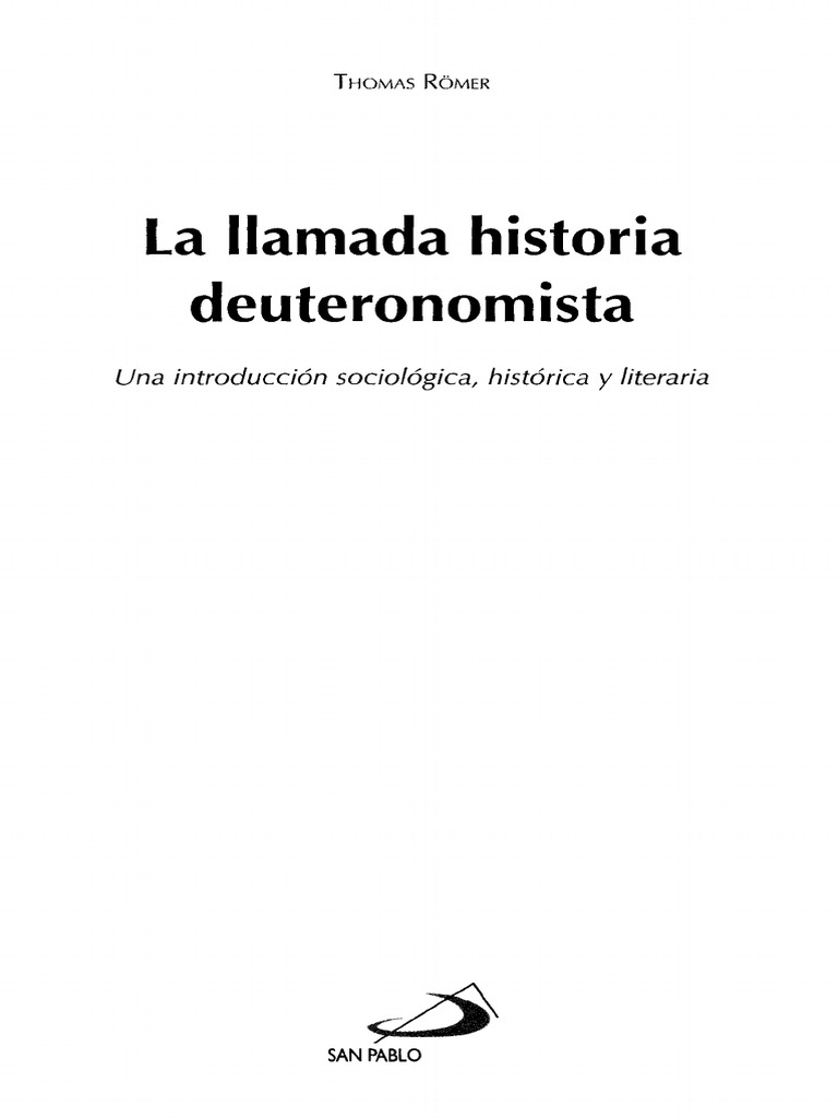 Thomas Romer La Llamada Historia Deuteronomista PDF PDF Free | PDF