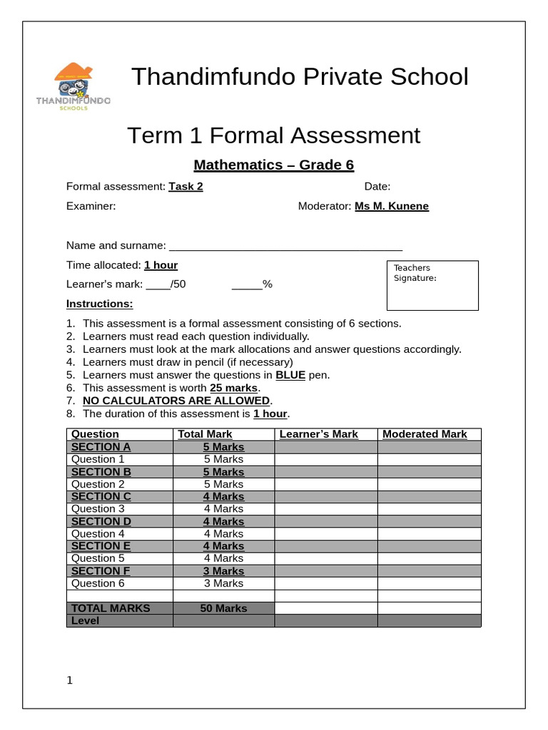 Grade 6 June Test 2025 | PDF | Numbers | Decimal