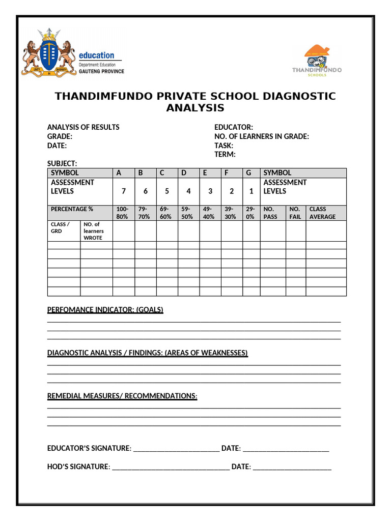 Diagnostic Analysis Template | PDF