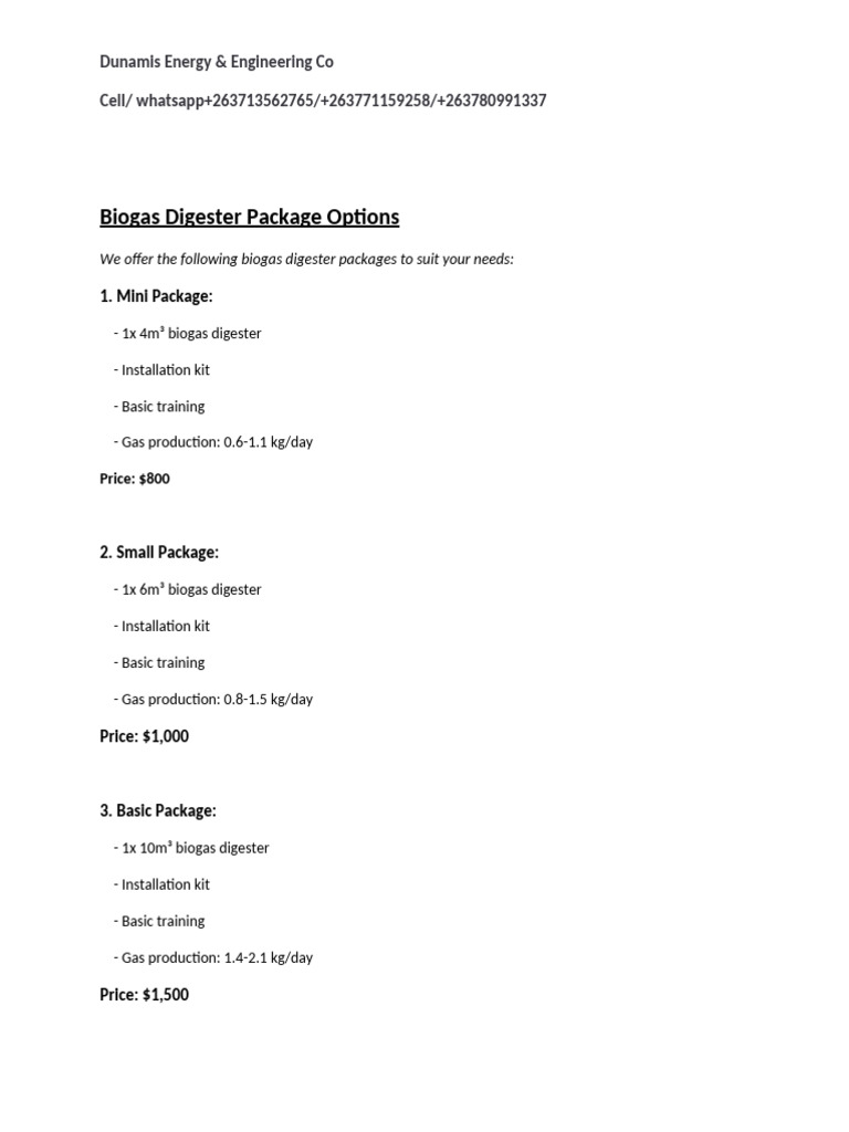 Biogas Digester Packages | PDF