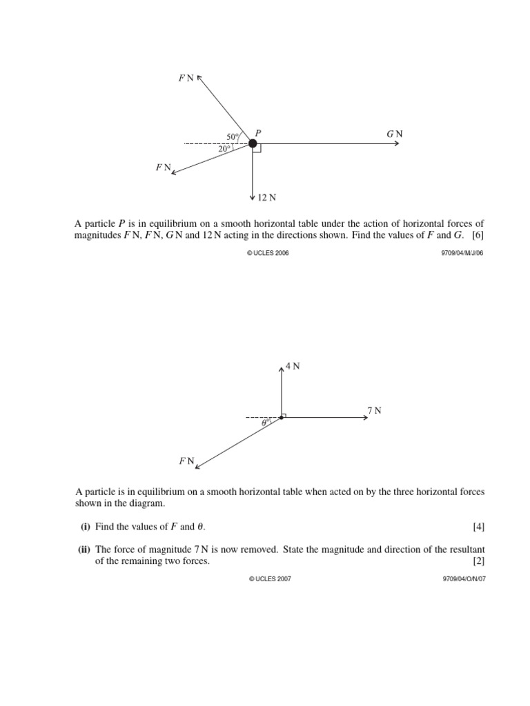 F01 - Equilibrium With Simple Forces QP | PDF | Force | Tension (Physics)