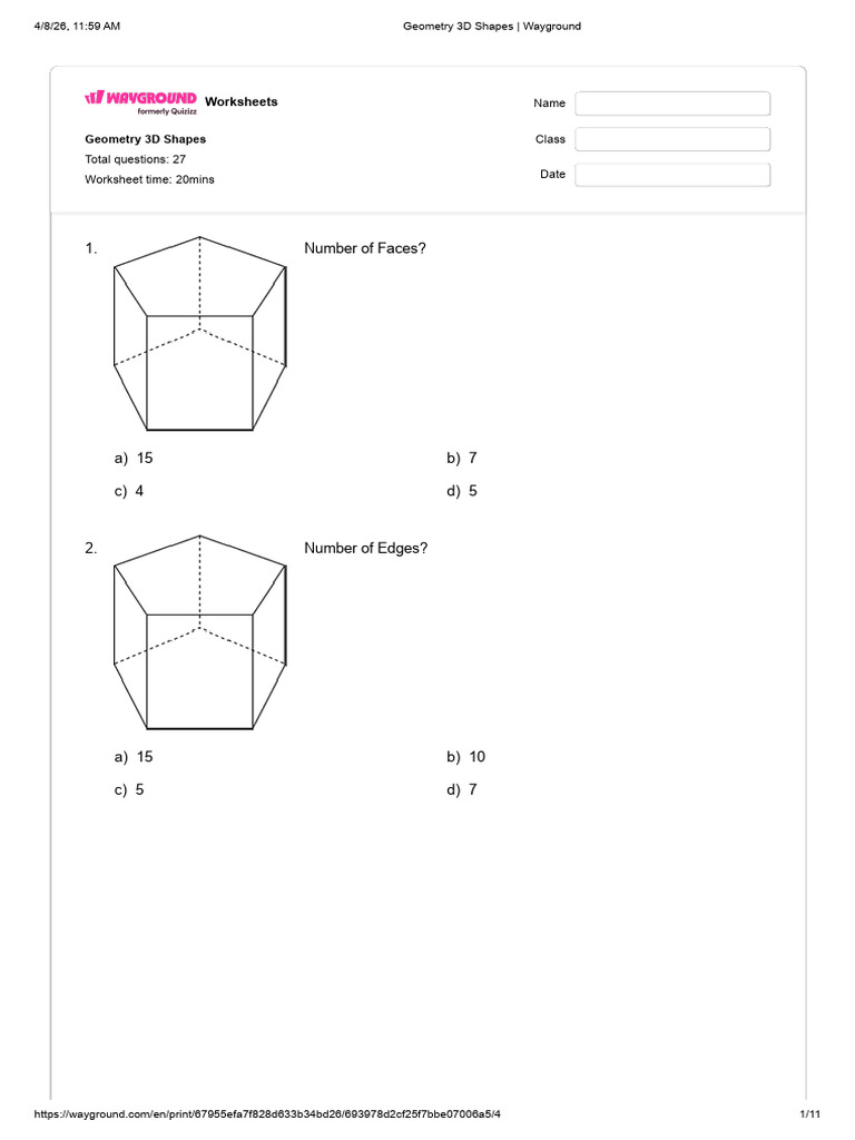 Quizizz - Geometry 3D Shapes | PDF | Rectangle | Triangle