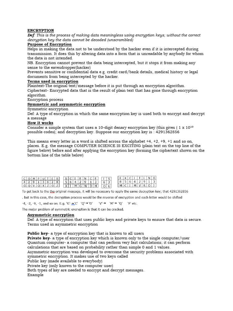 Week 8 Types of Encryption | PDF | Key (Cryptography) | Encryption
