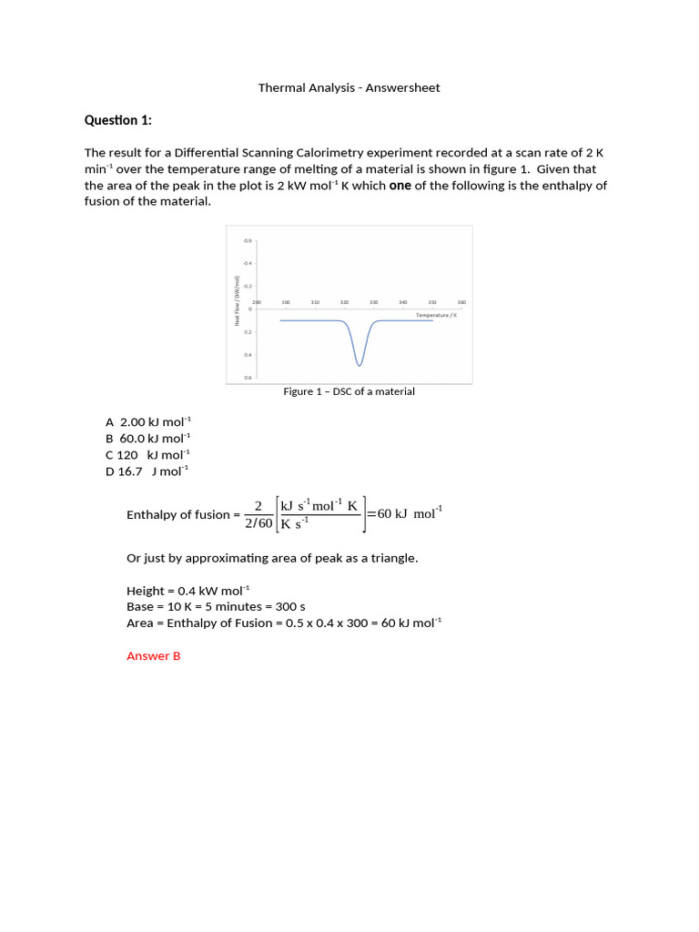 Thermal Analysis Answersheet(1) | PDF | Differential Scanning ...