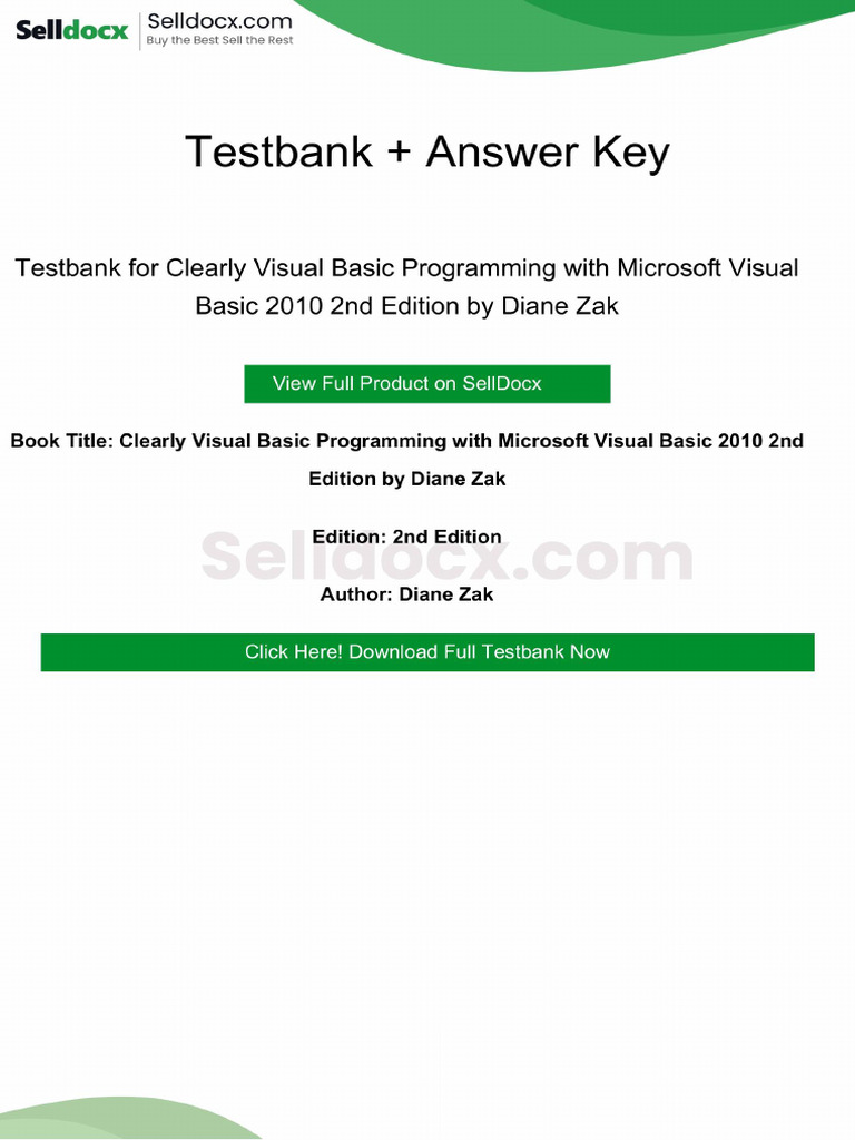 Question Bank for Clearly Visual Basic Programming With Microsoft ...