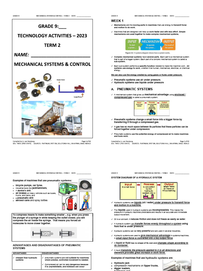 TECHNOLOGY GRADE 9 ACTIVITIES | PDF | Brake | Force