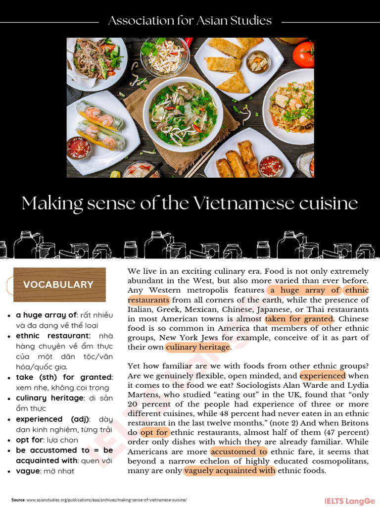Reading 4 - Making Sense of Vietnamese Cuisine | PDF | Cuisine ...