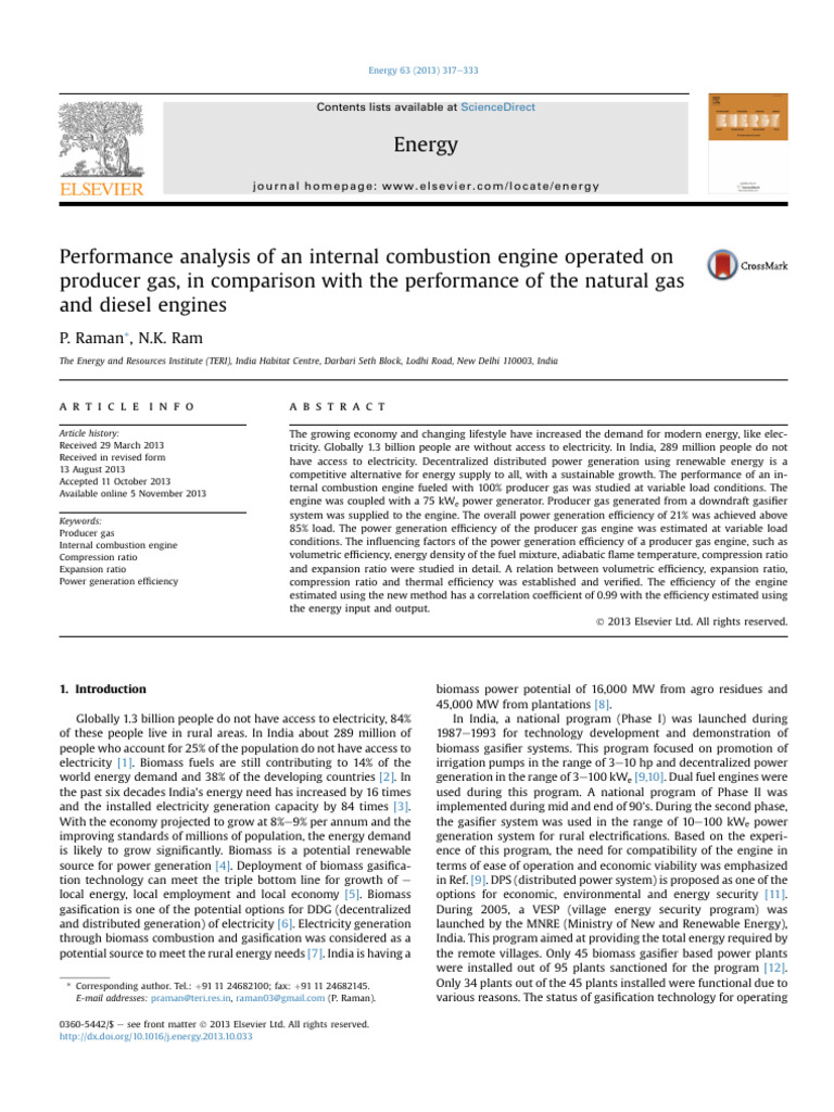 Performance Analysis Producer Gas | PDF | Gasification | Engines