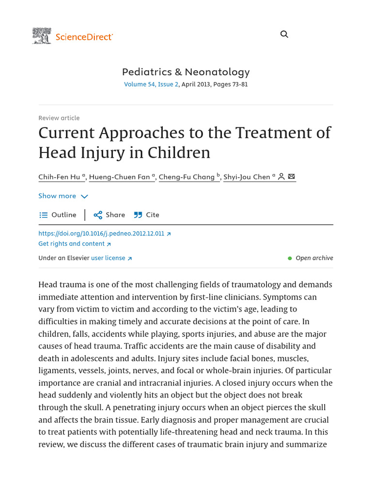 Current Approaches to the Treatment of Head Injury in Children ...