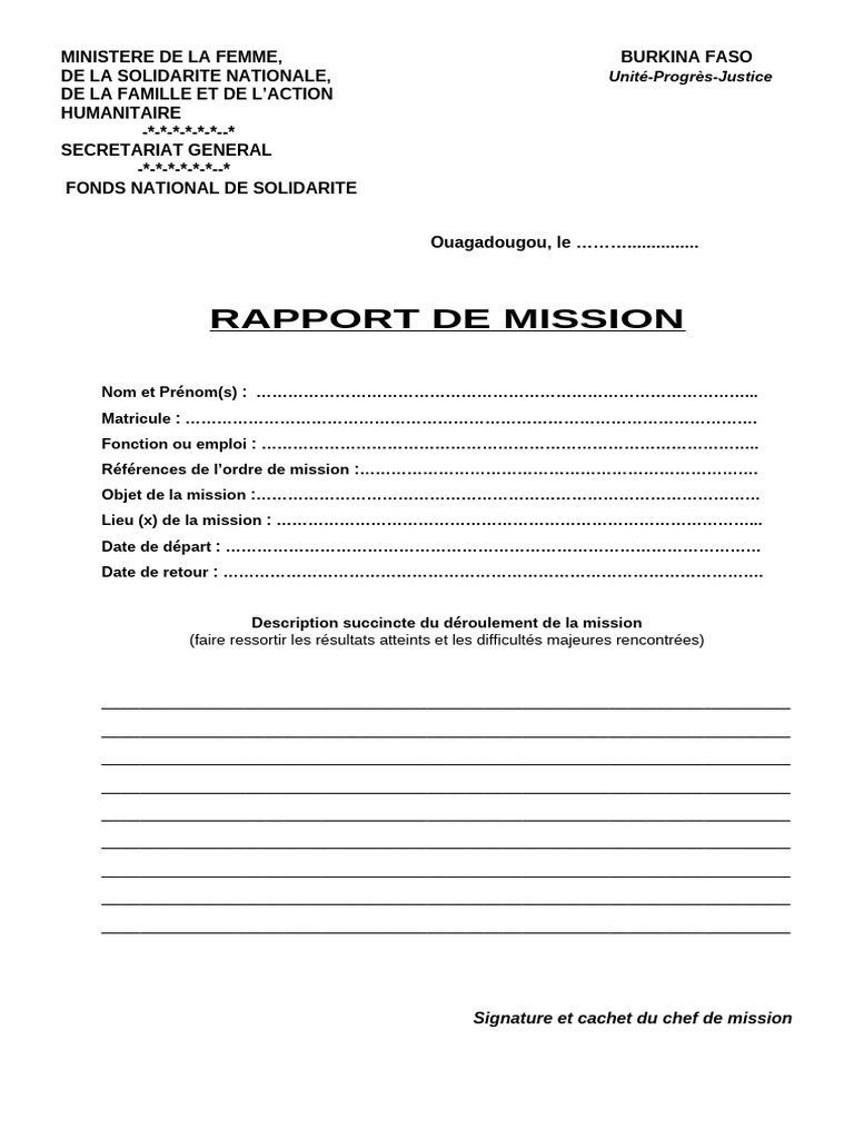 Fiche de Rapport de Mission | PDF