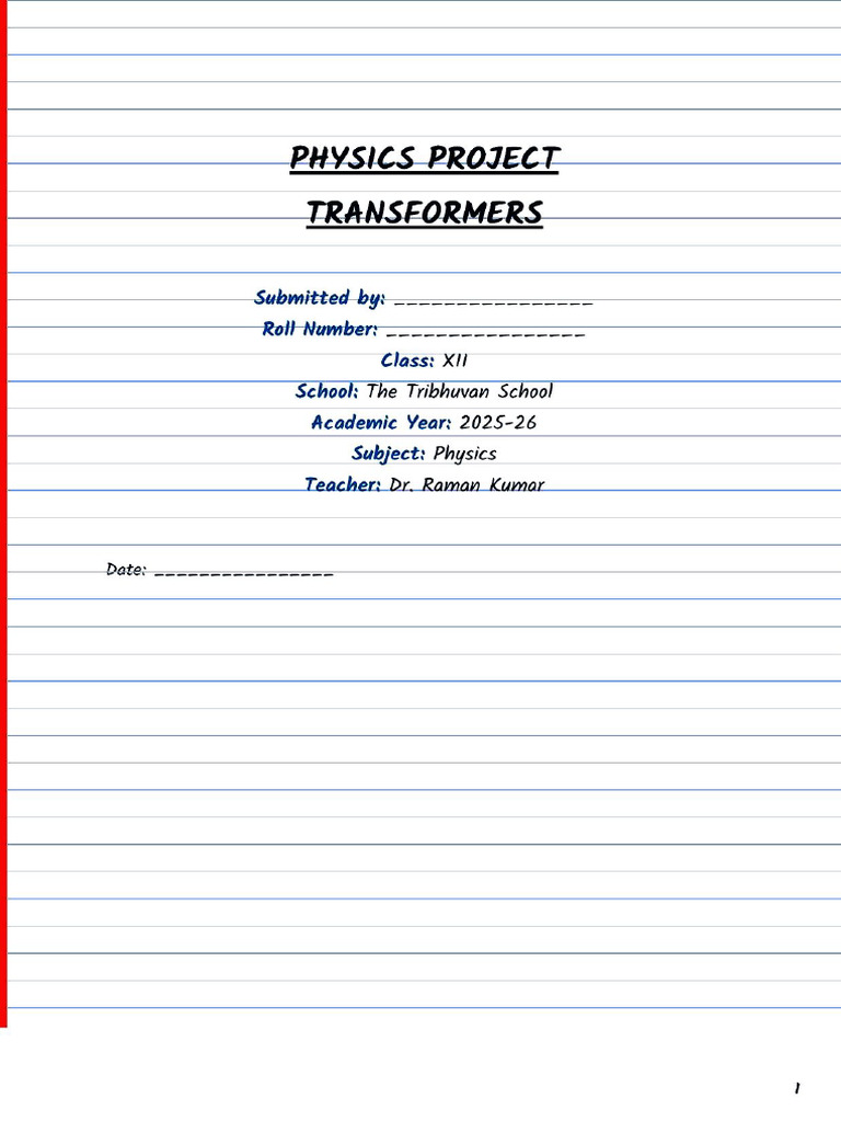 Physics Project - Transformers-1 | PDF