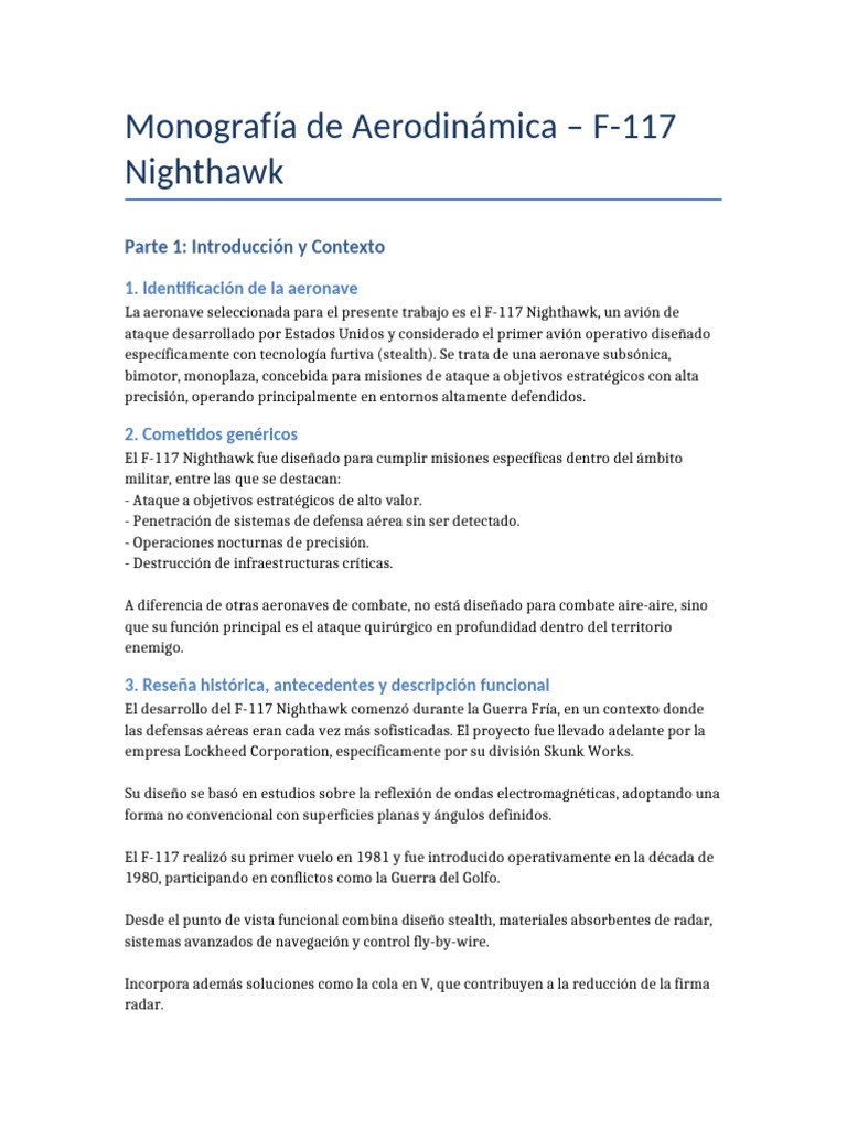 Parte 1 F117 Nighthawk | PDF