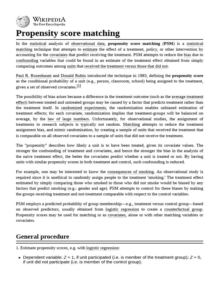 Propensity Score Matching | PDF | Econometrics | Estimation Theory