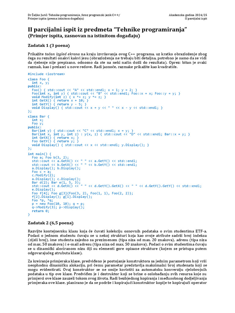 [TP 2024-25] II Parcijalni Ispit - Primjer 12 | PDF