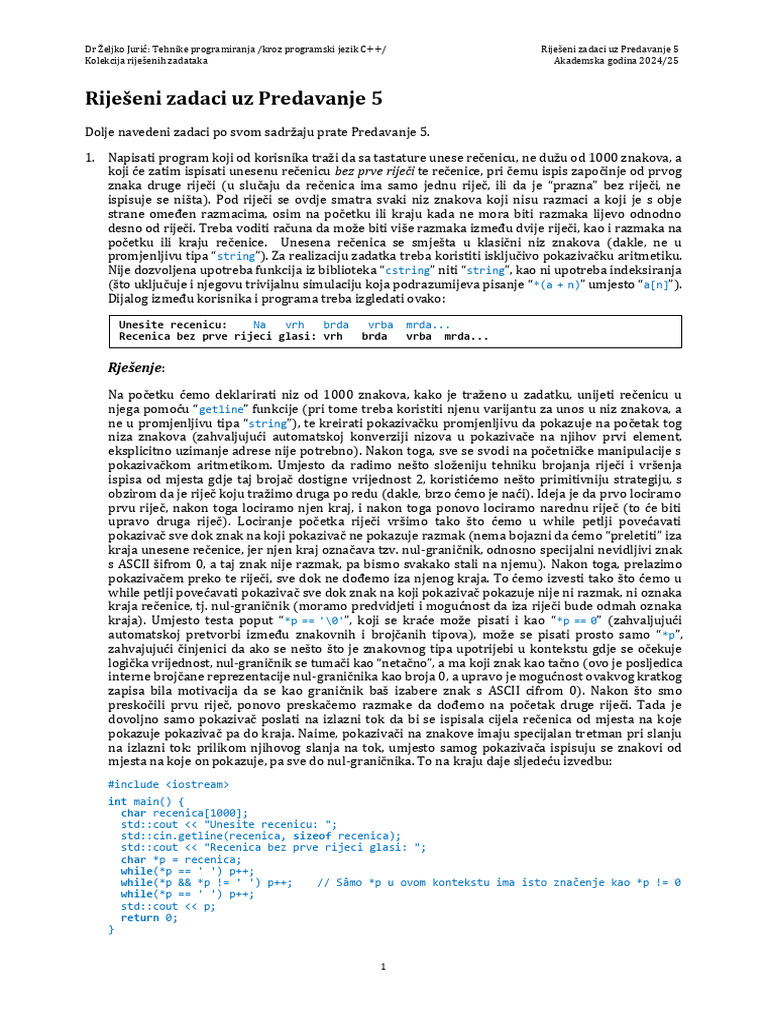 [TP 2024-25] Riješeni Zadaci Uz Predavanje 5 | PDF