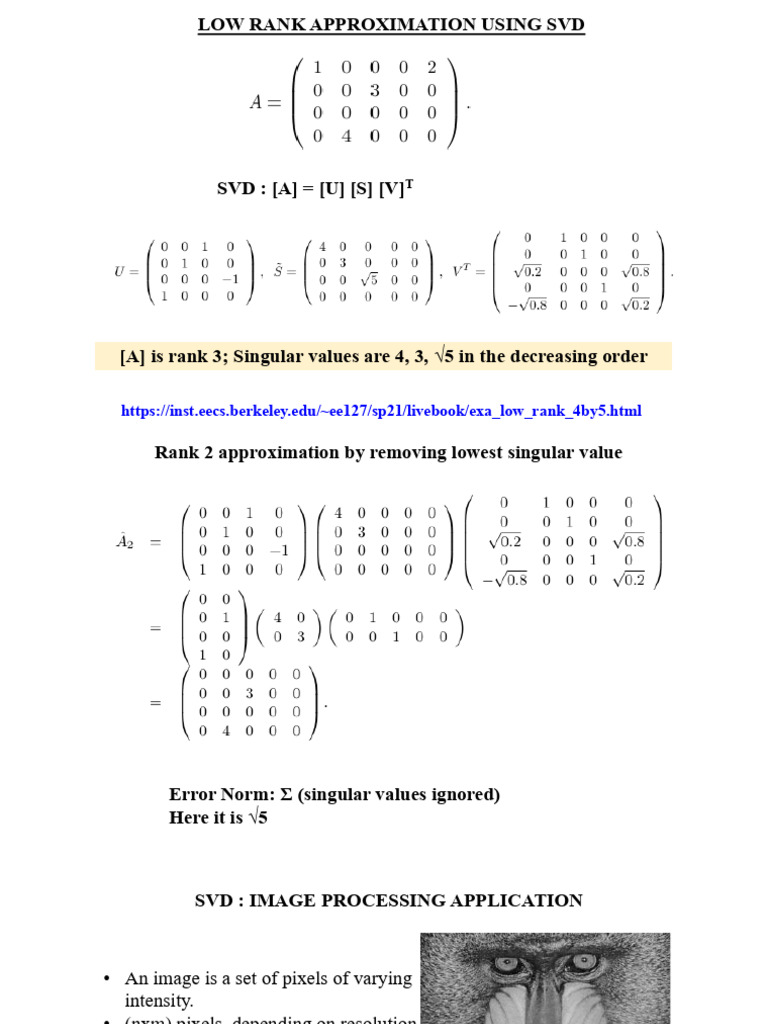 Low Rank Approximation Image Processing | PDF