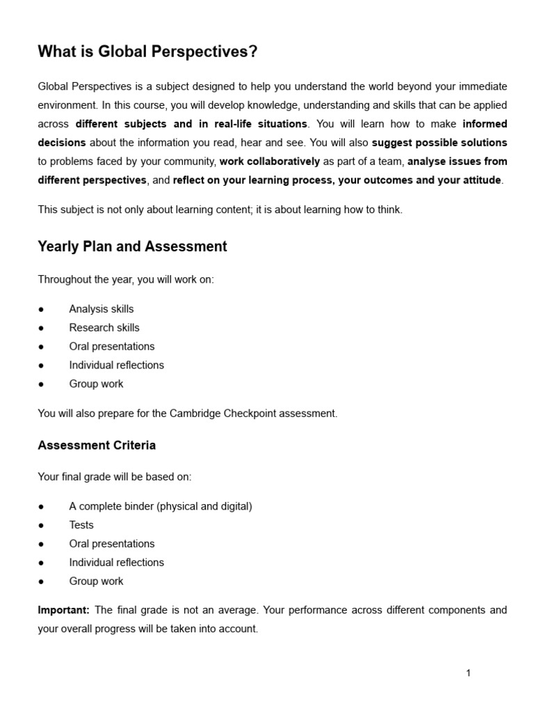 M1 Global Perspectives Booklet | PDF | Oceans | Artificial Intelligence