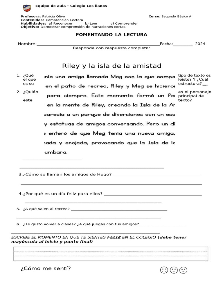 Riley y La Isla de La Amistad. | PDF