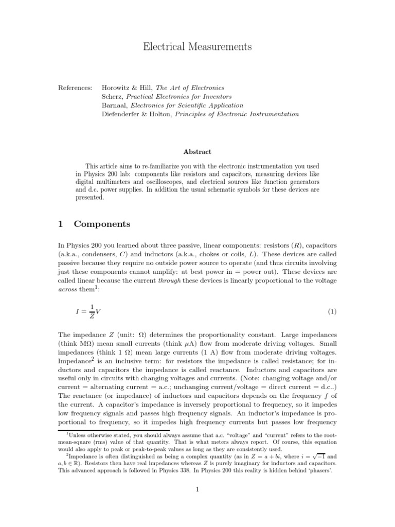 Electronic Instrumentation Guide | PDF | Electrical Impedance | Capacitor