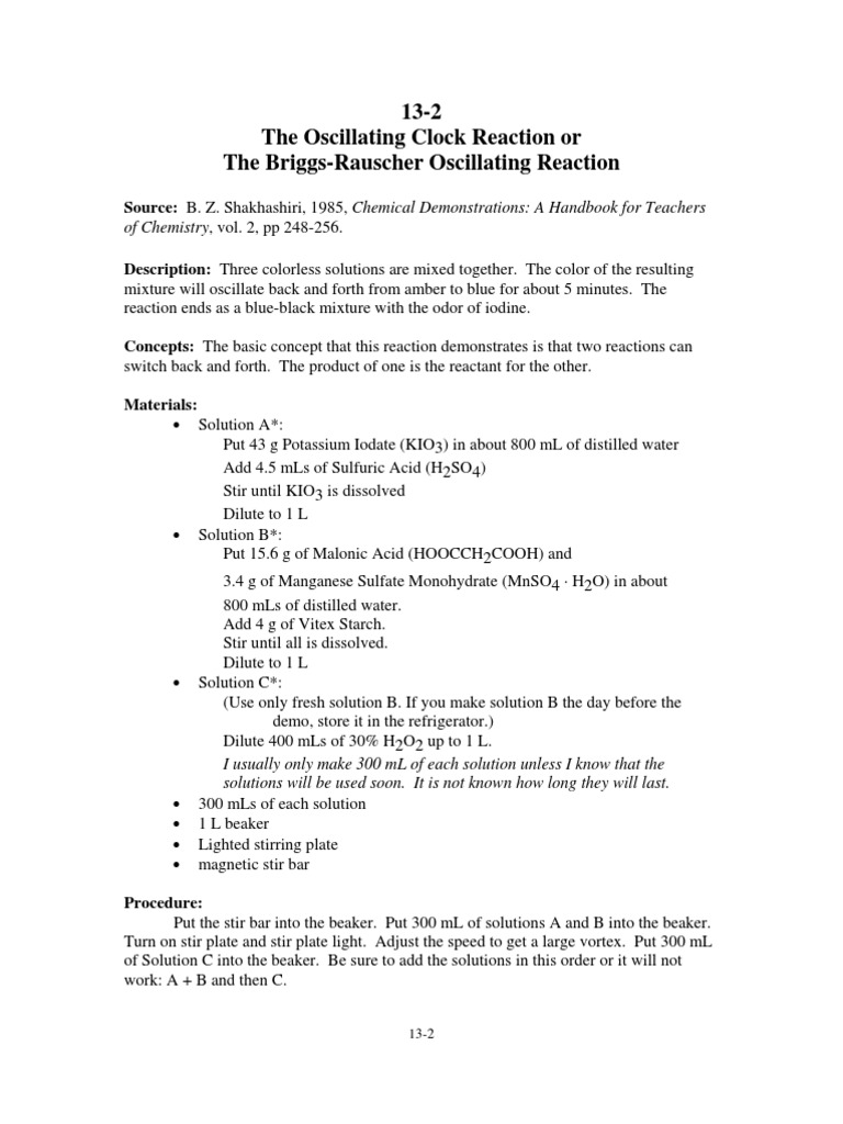 132 The Oscillating Clock Reaction or PDF Chemical Reactions