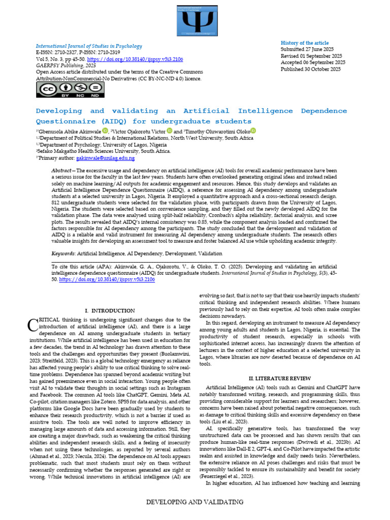 Developing and Validating An Artificial Intelligen | PDF | Artificial ...