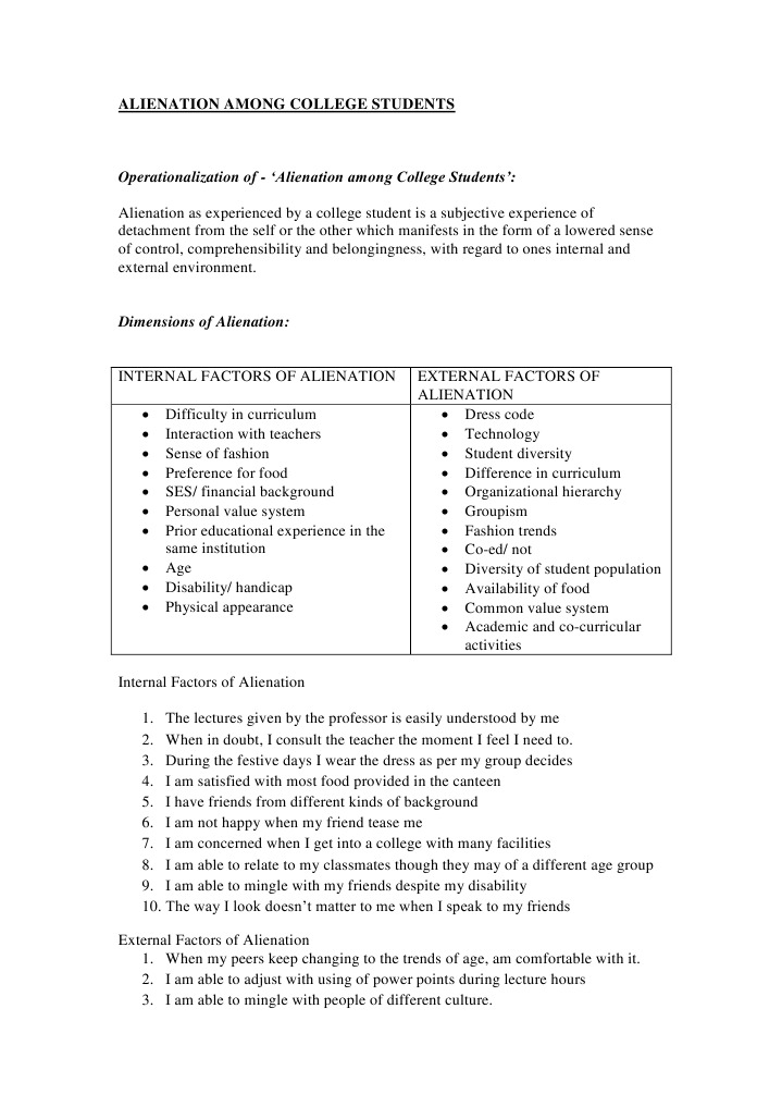 Understanding College Student Alienation | PDF