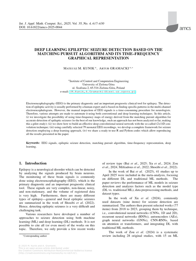 DEEP LEARNING EPILEPTIC SEIZURE DETECTION BASED ON THE MATCHING PURSUIT ...