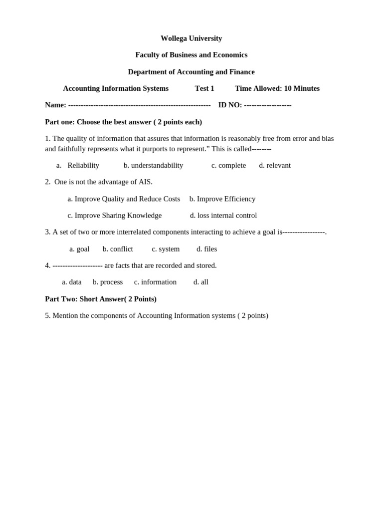 AIS Test 1 | PDF