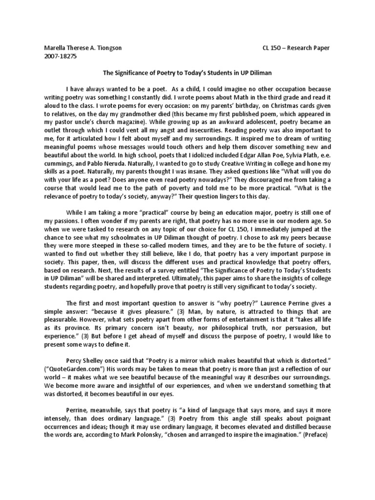 Research paper on poems image