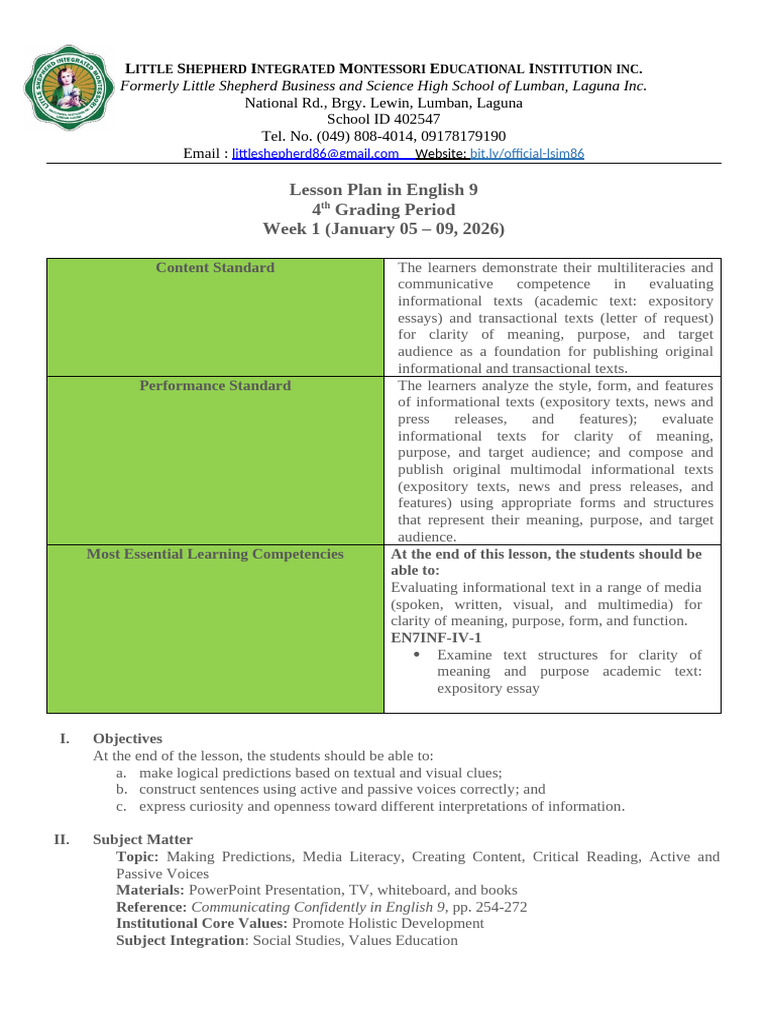 G9-Q4 - Unit 4, Lesson 1-2 | PDF | Semantics | Rhetoric