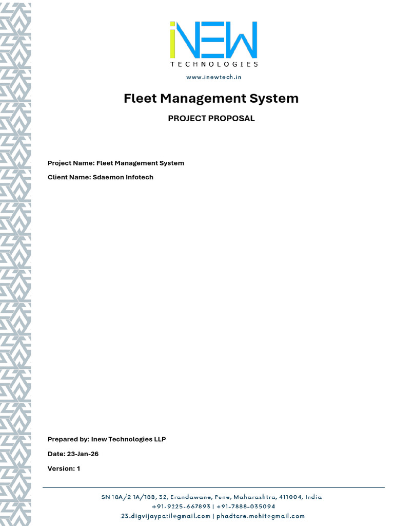 Fleet Management System - Sdaemon Infotech Proposal - Inew Technologies ...