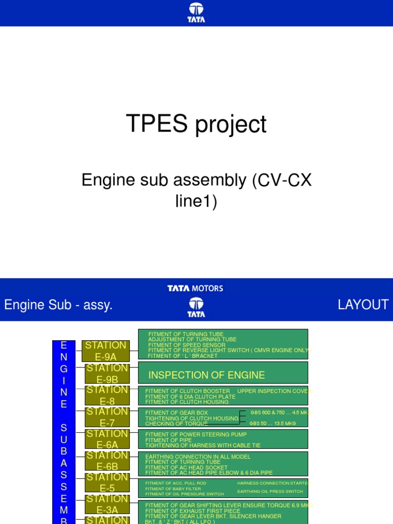 TPES Project: Engine Sub Assembly (CV-CX Line1) | PDF | Clutch | Vehicles
