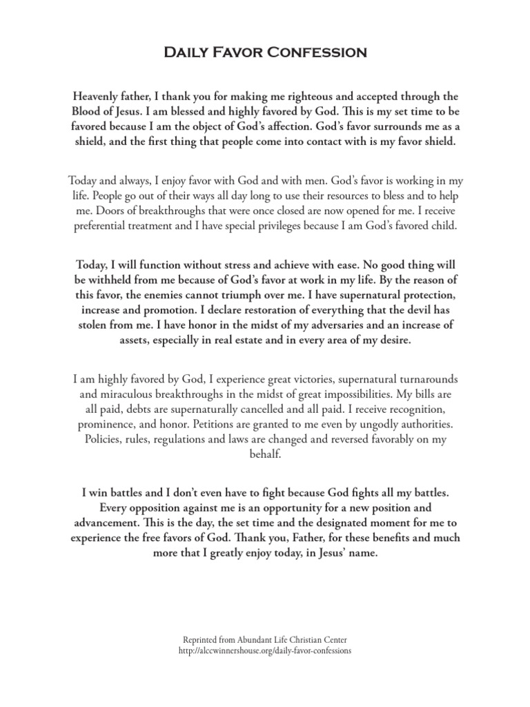 Daily Favor Confession | PDF