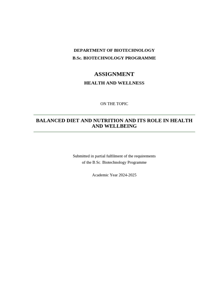 Balanced Diet and Nutrition Assignment | PDF | Fat | Carbohydrates