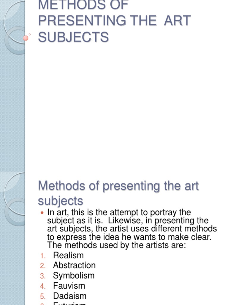 Methods of Presenting the Art Subjects Abstract Art Surrealism