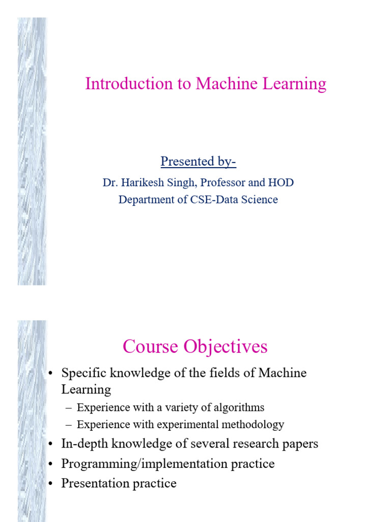 Unit-1_Introduction to ML | PDF | Machine Learning | Learning