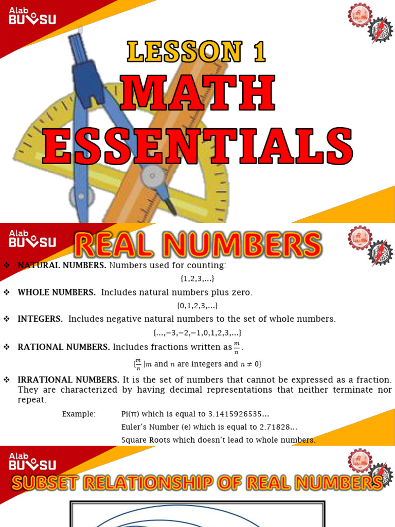 1. Math Essentials (1) | PDF | Numbers | Algebra