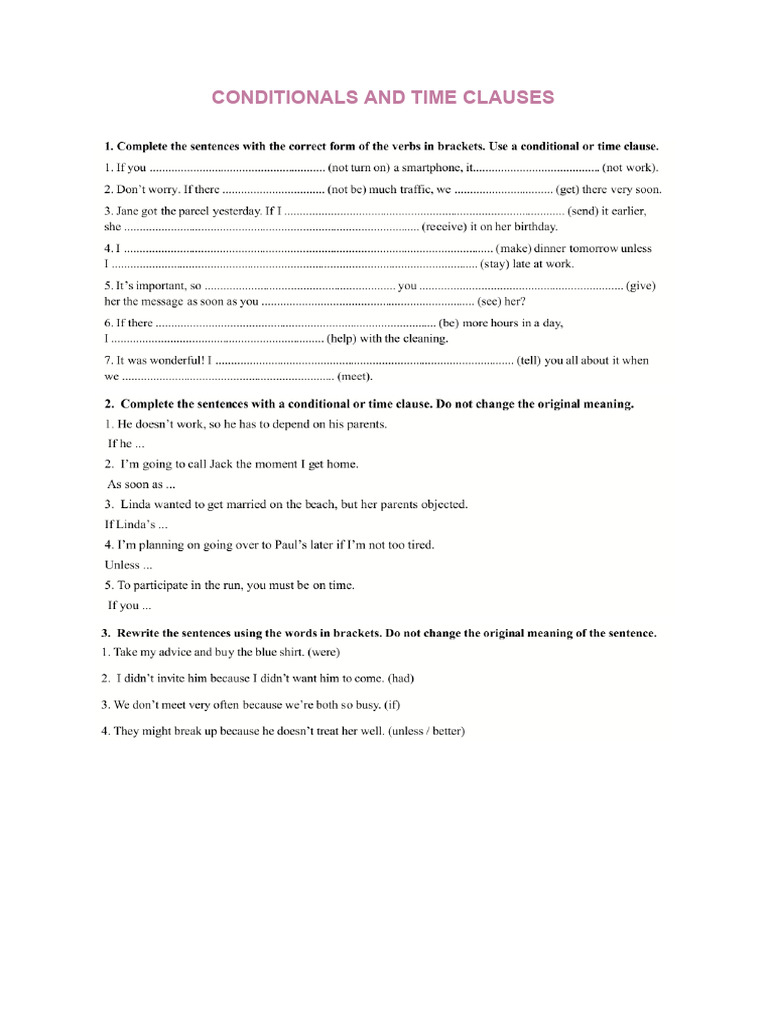 Conditionals and Time Clauses | PDF